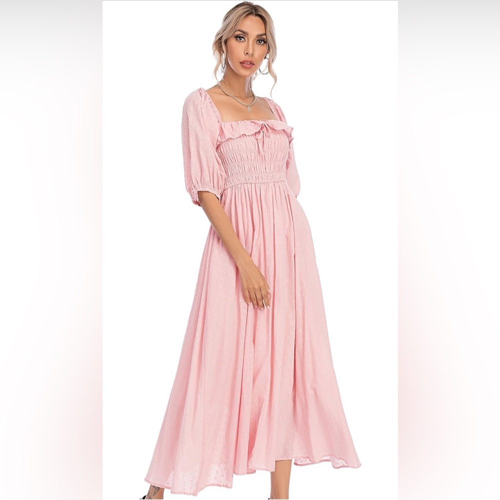 Puff Sleeve Cotton Ruffled Long Dress Coquette Girl Milkmaid Cottagecore